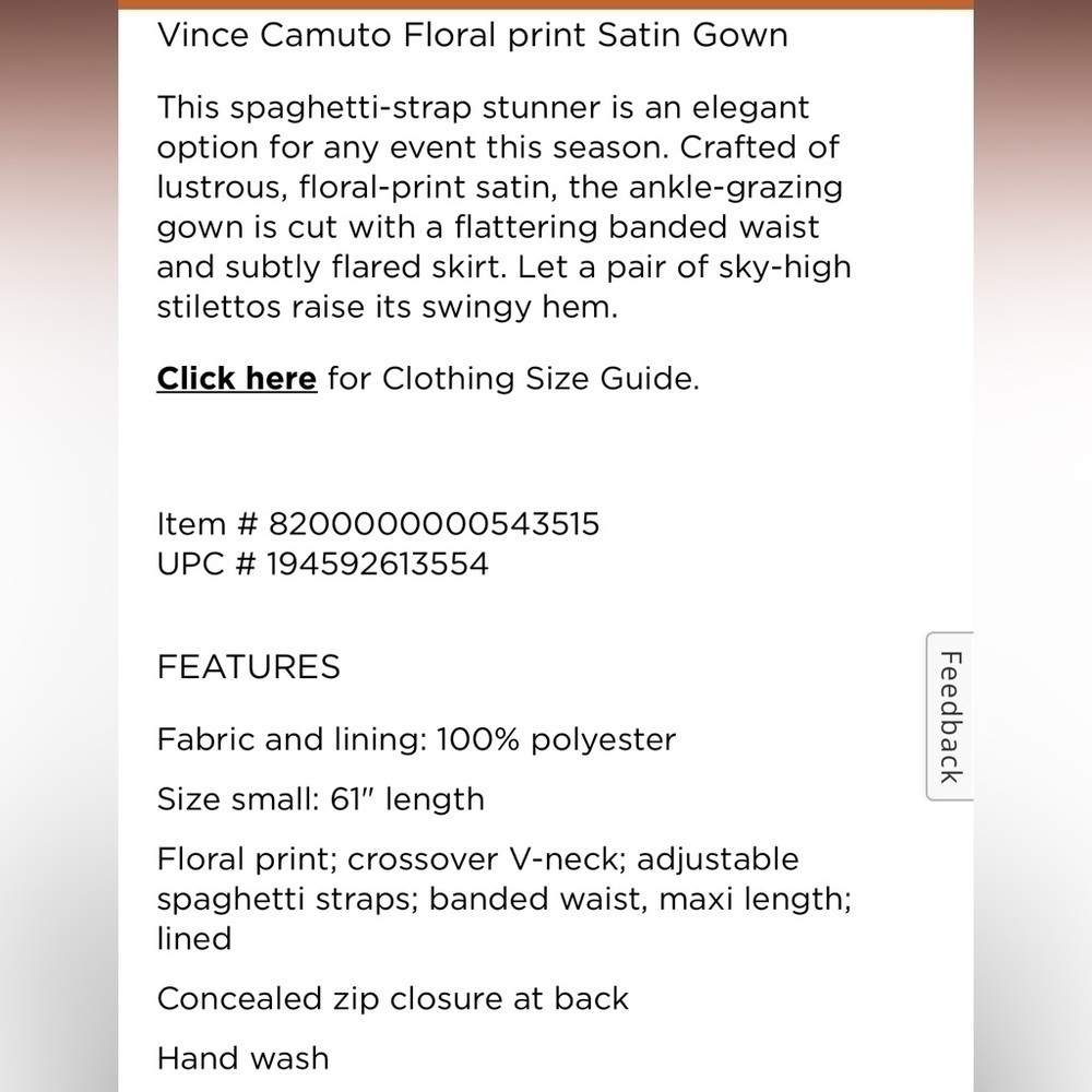 Vince Camuto Floral Print Satin Gown Fuschia Size 4 NWT - Picture 8 of 9